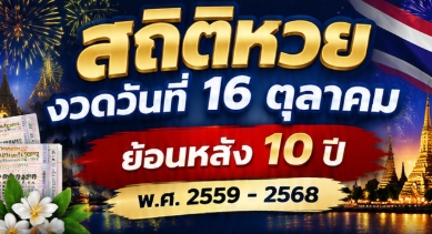เปิดสถิติหวย 16 ต.ค. ย้อนหลัง 10 ปี จับตาเลขท้าย 2 ตัวออกบ่อย